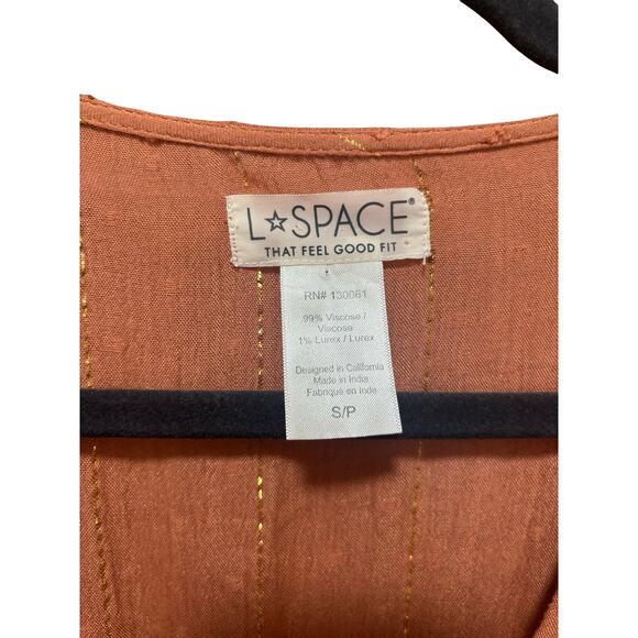 L*Space Stay Golden Metallic Boho Mini Dress Orange Size Small - Picture 7 of 7